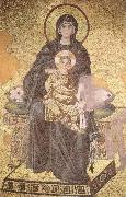 unknow artist On the throne of the Virgin Mary with Child painting